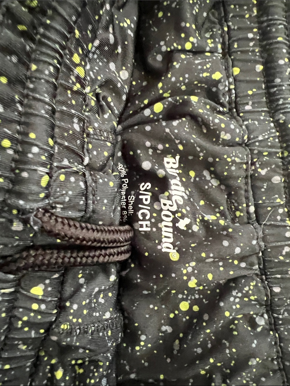 Birdie Bound Men's Black Athletic Shorts with Yellow Speckle